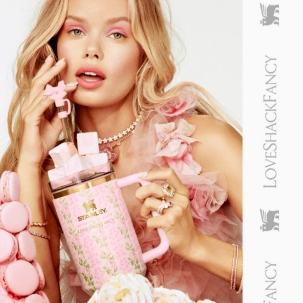 Stanley LoveShackFancy Blooming Heirloom Pink Floral Tumbler Bow Cap Straw NWT